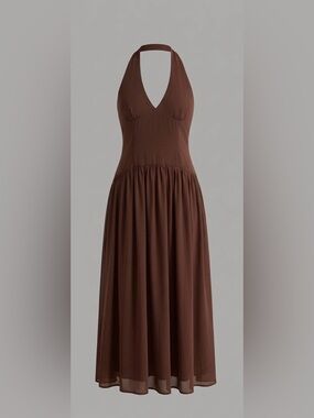 Princess Polly Brown Halter Maxi Dress - Deep Cocoa